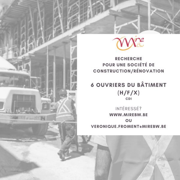 6 ouvriers du Batiment (H/F/X) 6 ouvriers du Batiment (H/F/X)