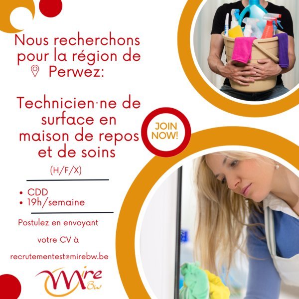 Technicien de surface en maison de repos et de soins (H/F/X) Technicien de surface en maison de repos et de soins (H/F/X)
