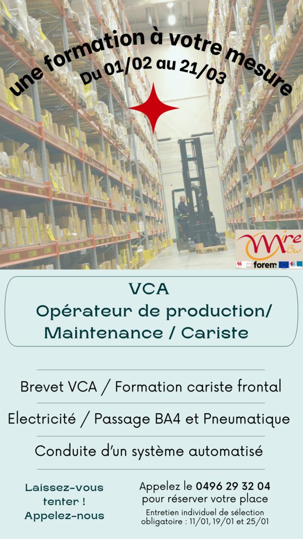 VCA/Opérateur logistique/maintenance/cariste (H/F)