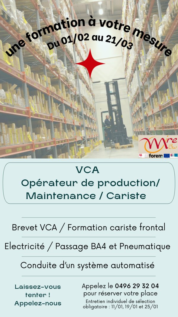 VCA/Opérateur logistique/maintenance/cariste (H/F) VCA/Opérateur logistique/maintenance/cariste (H/F)